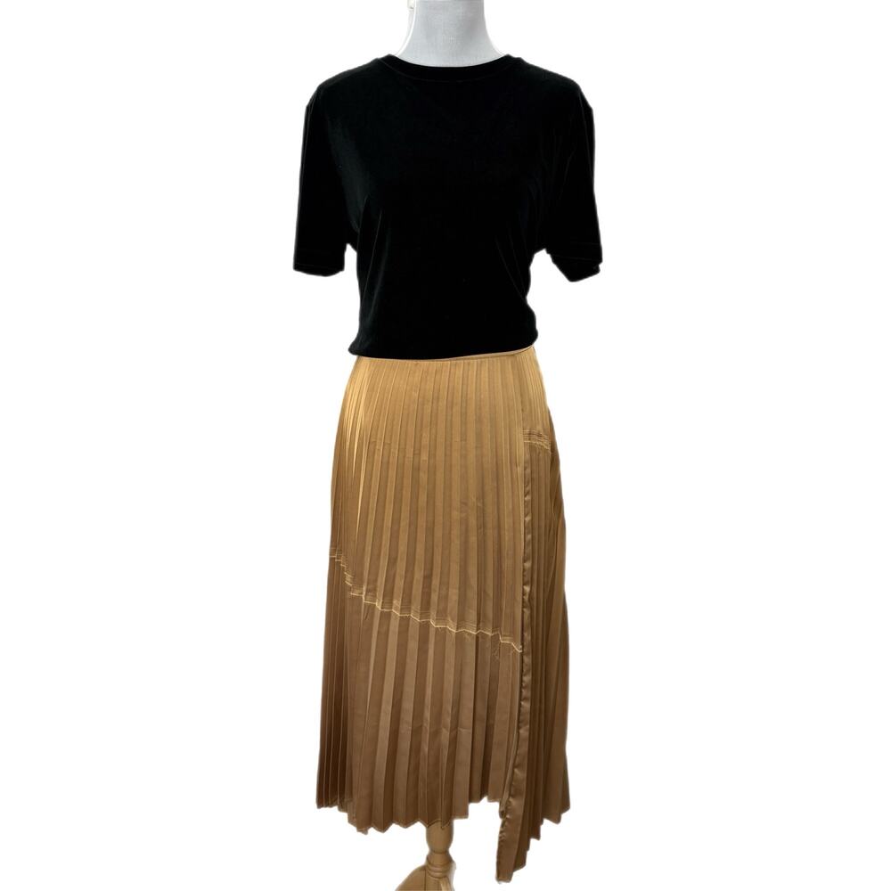 Something Else by Natalie Wood Gold Pleated Midi Skirt - Women's Size 10